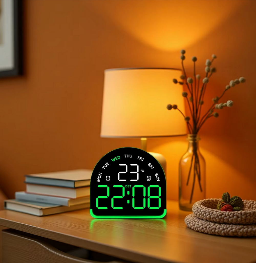 Часы-будильник настольные LED 5522 black
