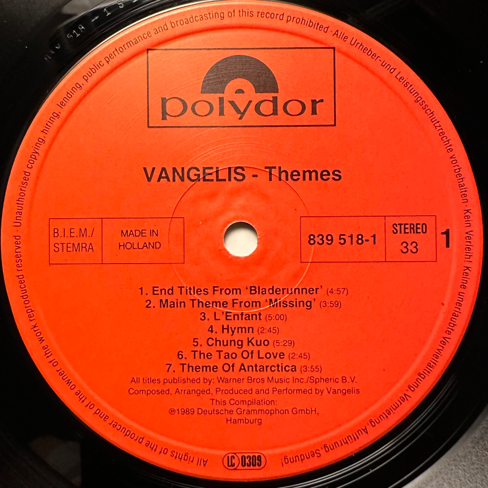 Vangelis - Themes (Голландия 1989г.)