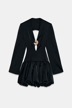 ZARA МИНИ-ПЛАТЬЕ-БАЛЛОН, ЧЕРНЫЙ