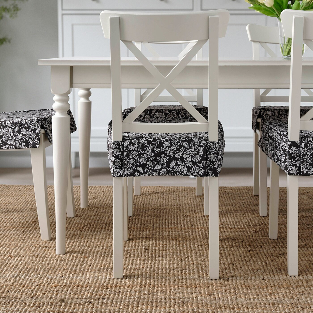 IKEA DVÄRGDUNÖRT  (ИКЕА ДВÄРГДУНÖРТ)  -  Подушка для стула, серо-белая, 42/35x42x4 см