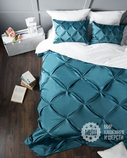 Комплект покрывала и штор КИДМАНН (арт. BL10-112-05) - (140х270)х2 см., покрывало 250х270 см. - бирюзовый