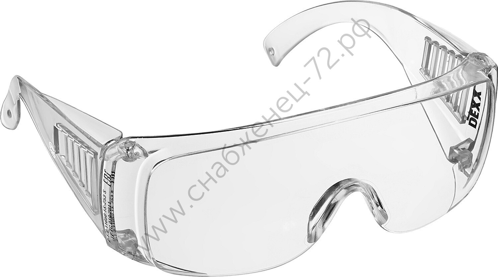 DEXX прозрачные, широкая монолинза с дополнительной боковой защитой и вентиляцией, открытого типа, защитные очки (11050)