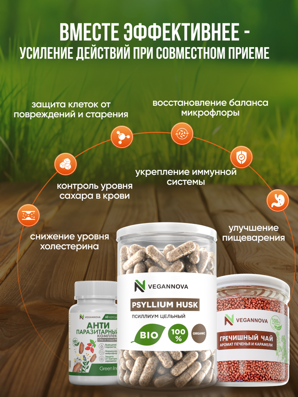 Набор Антипаразитарный (антипаразитарный комплекс, псиллиум в капсулах, гречишный чай)