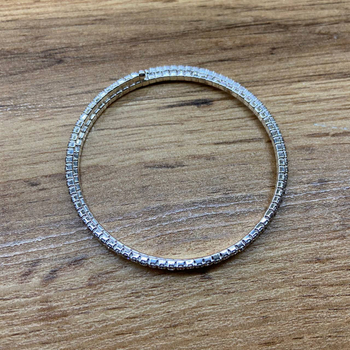 Браслет-пружинка 3 витка Лёд 1 ряд цвет хамелеон металл серебристый 1 мм