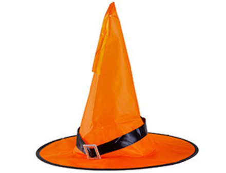 Шляпа ведьмы, оранжевая, светящаяся, 38 см, 1 шт.