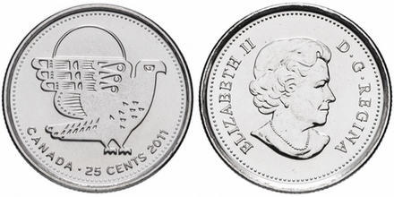 Канада 25 центов, 2011 Природа Канады - Сапсан