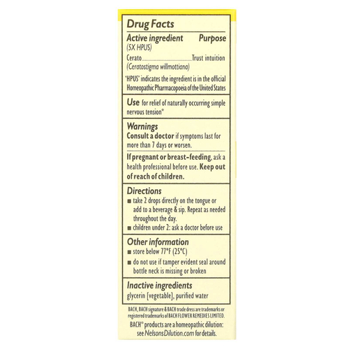 Bach, Original Flower Remedies, Cerato, 10 мл (0,35 жидк. унции)