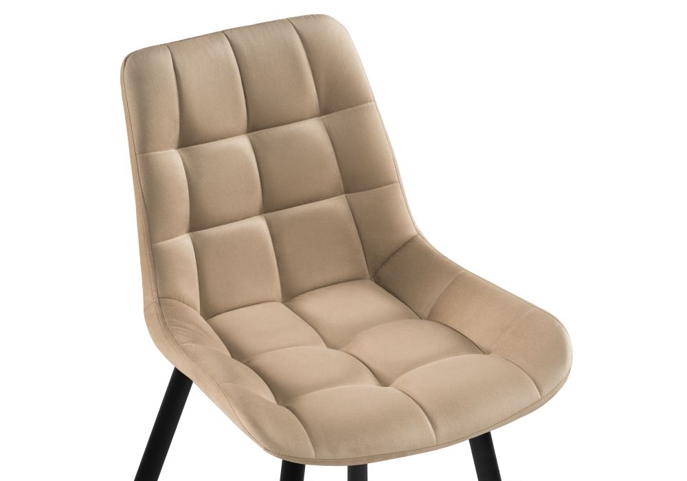 Стул на металлокаркасе Челси велюр бежевый / черный