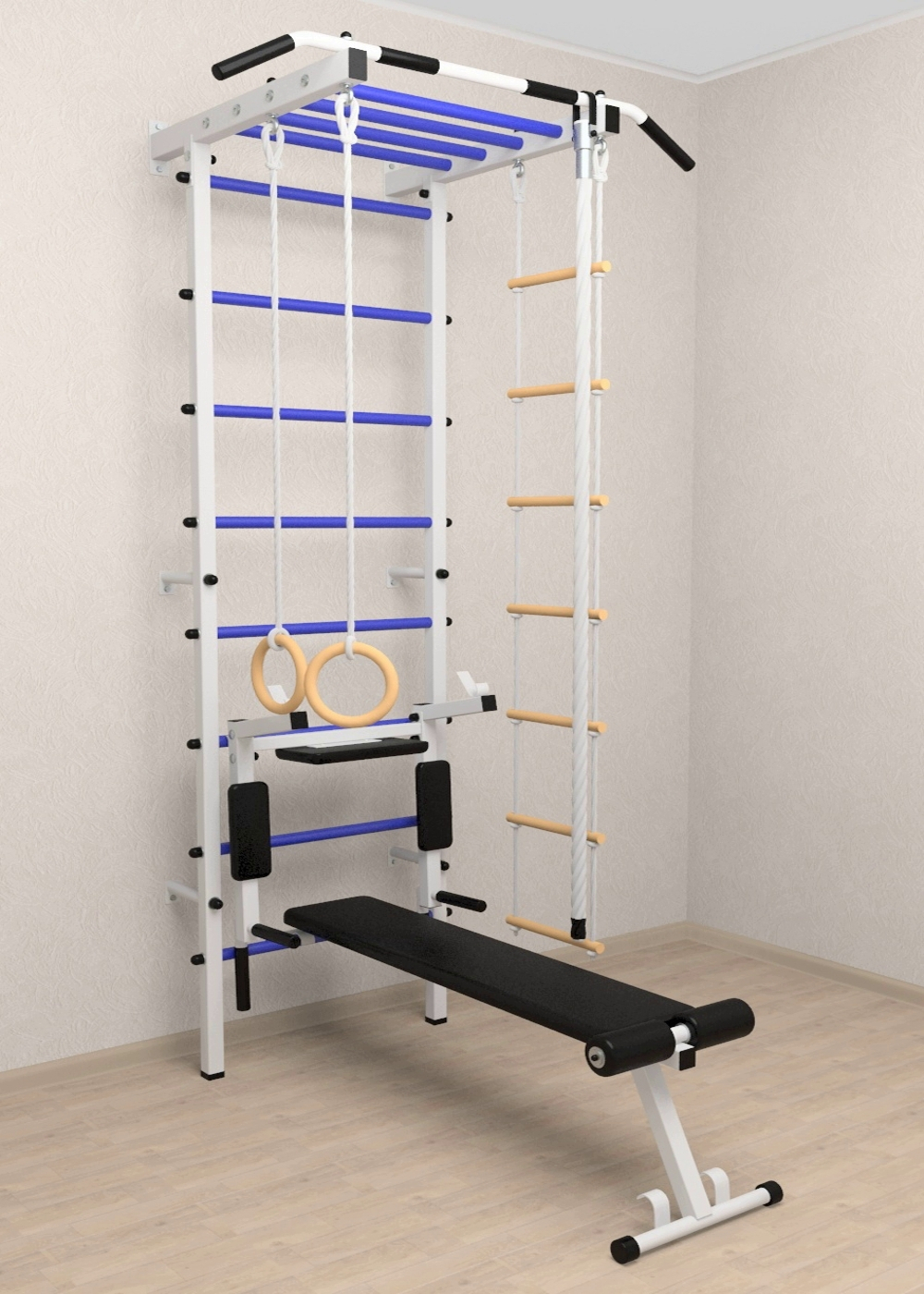 Шведская стенка Sv Pro рукоход 855 (Турник Pro рукоход/Брусья/стойка/Скамья/Канат/Kольца/Лестница)