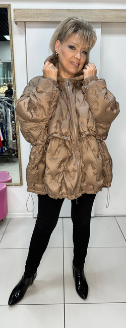 Стеганная куртка-пуховик с кулисками на большой размер