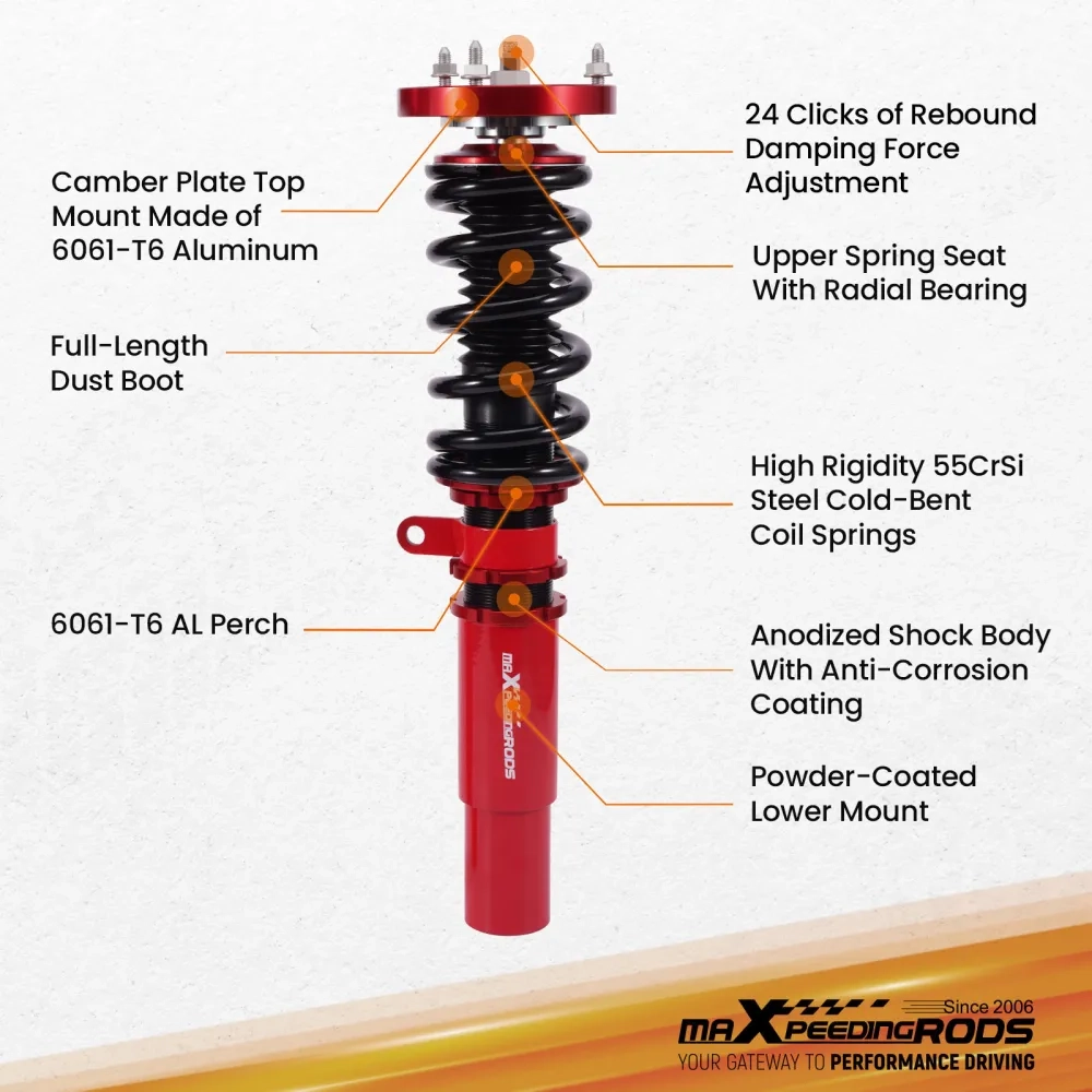 24 Way Coilovers Lowering Kit подходит для автомобиля BMW 5 Series RWD E39 97-03 525i 530i 528i 540i