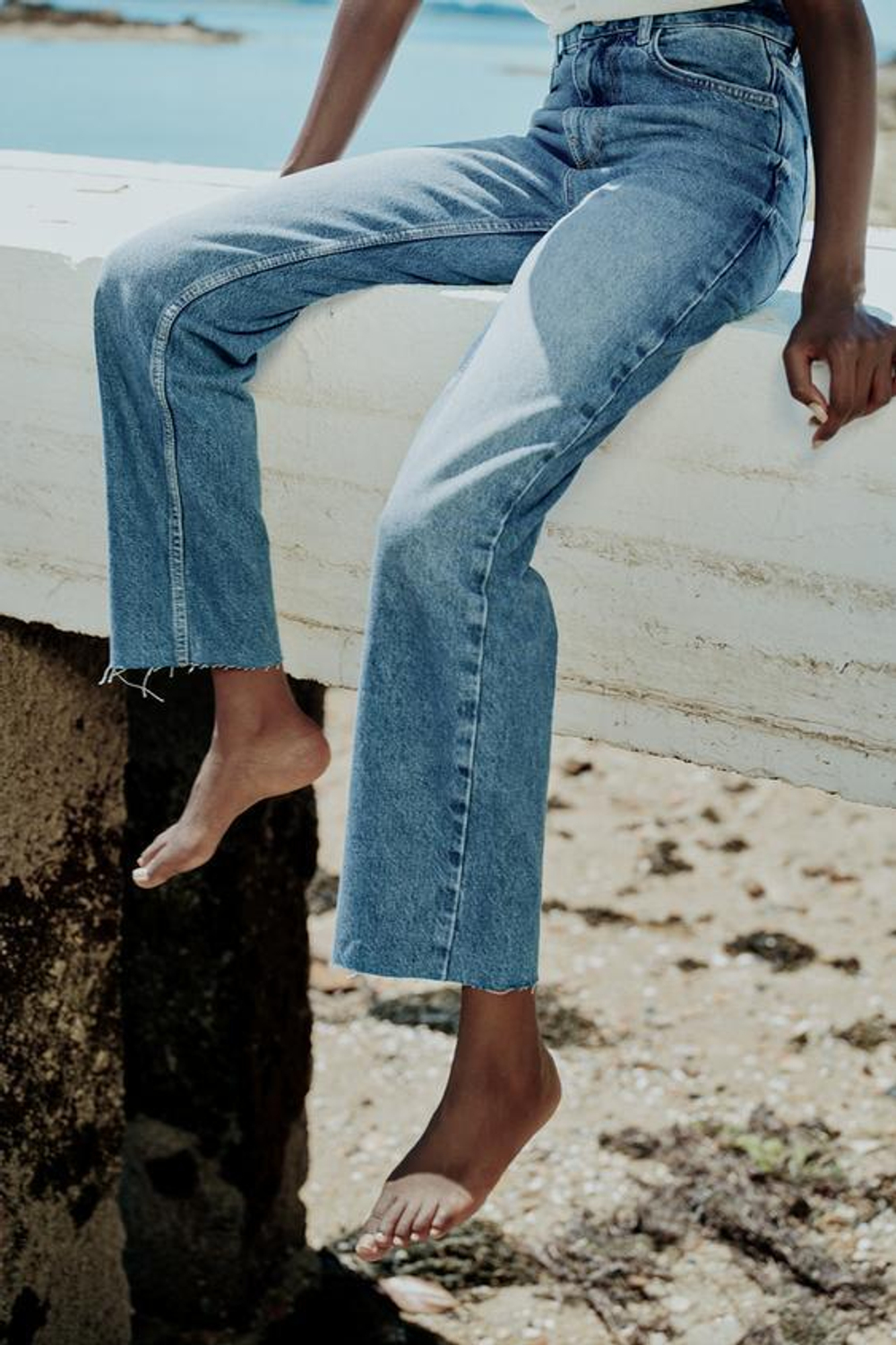 ZARA ДЖИНСЫ Z1975 ПРЯМОГО КРОЯ С ВЫСОКОЙ ПОСАДКОЙ, ВЫЦВЕТШИЙ СИНИЙ