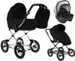Детская коляска Roan Bass Next Classic d12 2.0 3 в 1 с автокреслом Pituso Baesa Pro Black,Beige Canopy BNC/85/2 Caviar/Black/руч.Cappuccino