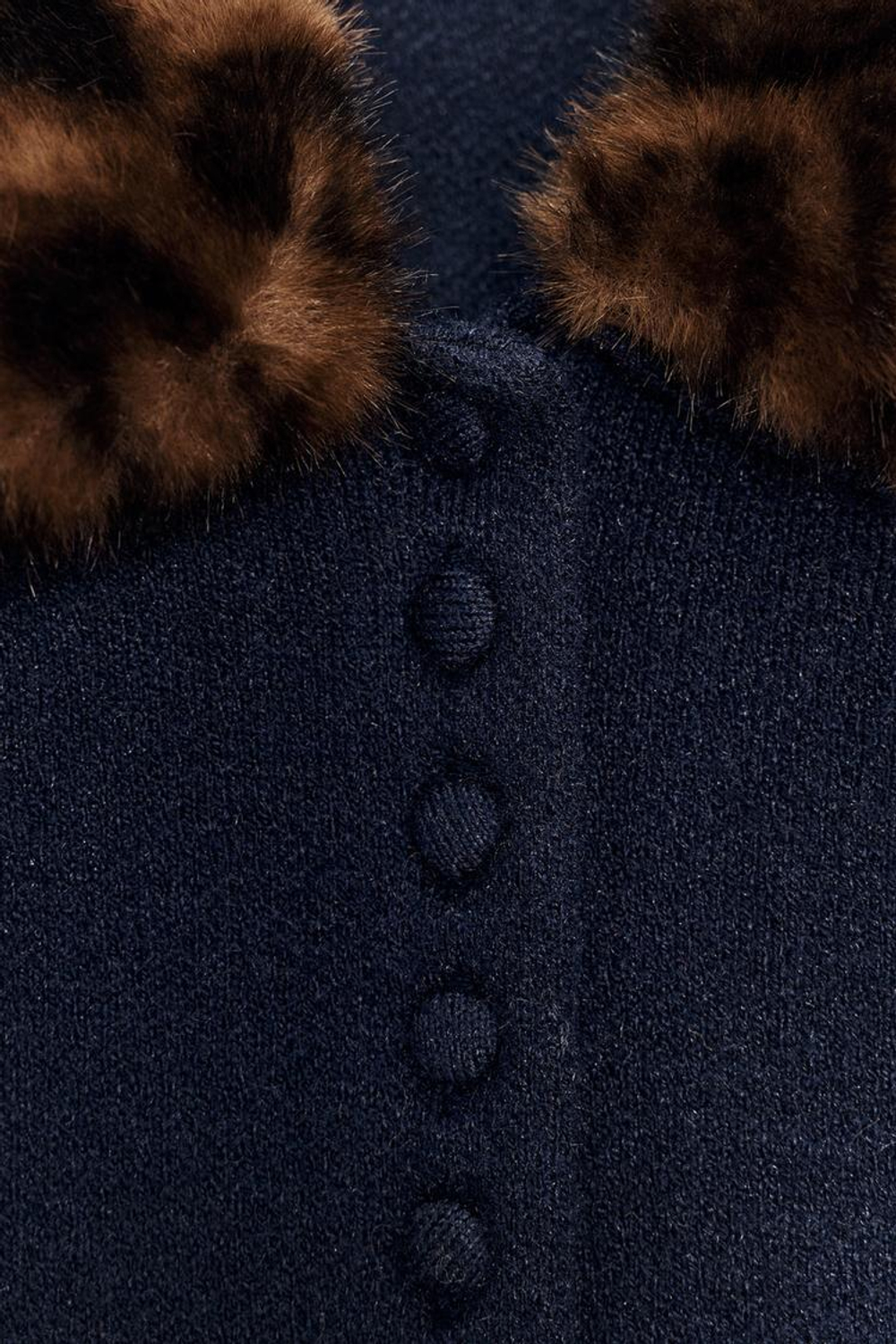 ZARA ТРИКОТАЖНЫЙ КАРДИГАН С ВОРОТНИКОМ И АНИМАЛИСТИЧЕСКИМ ПРИНТОМ, МОРСКОЙ СИНИЙ