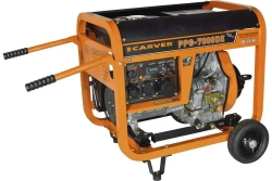 Генератор дизельный CARVER PPG-7000DE дизель LT-186FA, 6.8 кВА, бак 12,5 л, эл старт АКБ, колеса, медь Карвер бензогенератор электрогенератор резервное питание автономного энергоснабжения