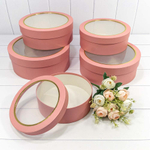 Коробка 32х12 см Набор 5 шт с окошком (Розовый)