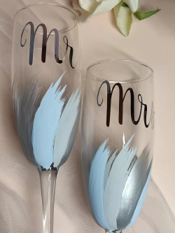 Свадебные бокалы  для молодоженов. Фужеры для шампанского.