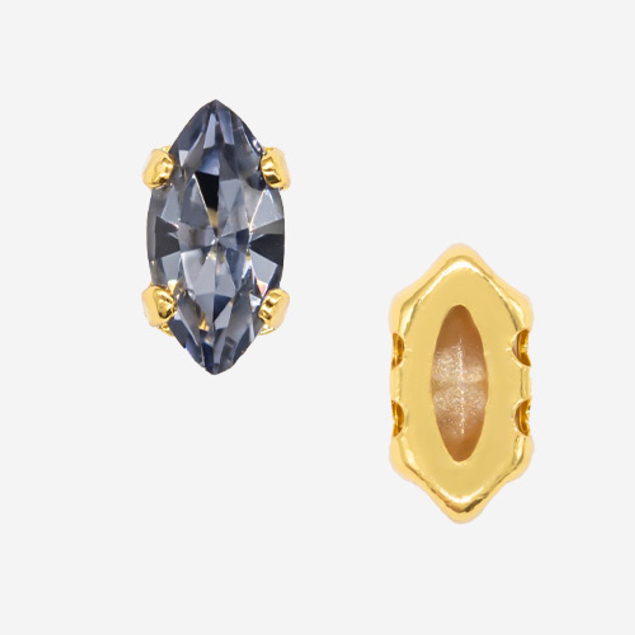 Кристалл Маркиз (Marquise Fancy Stone) в цапах, оттенок "Танзанит"/"Tanzanite", 8*4мм, позолота