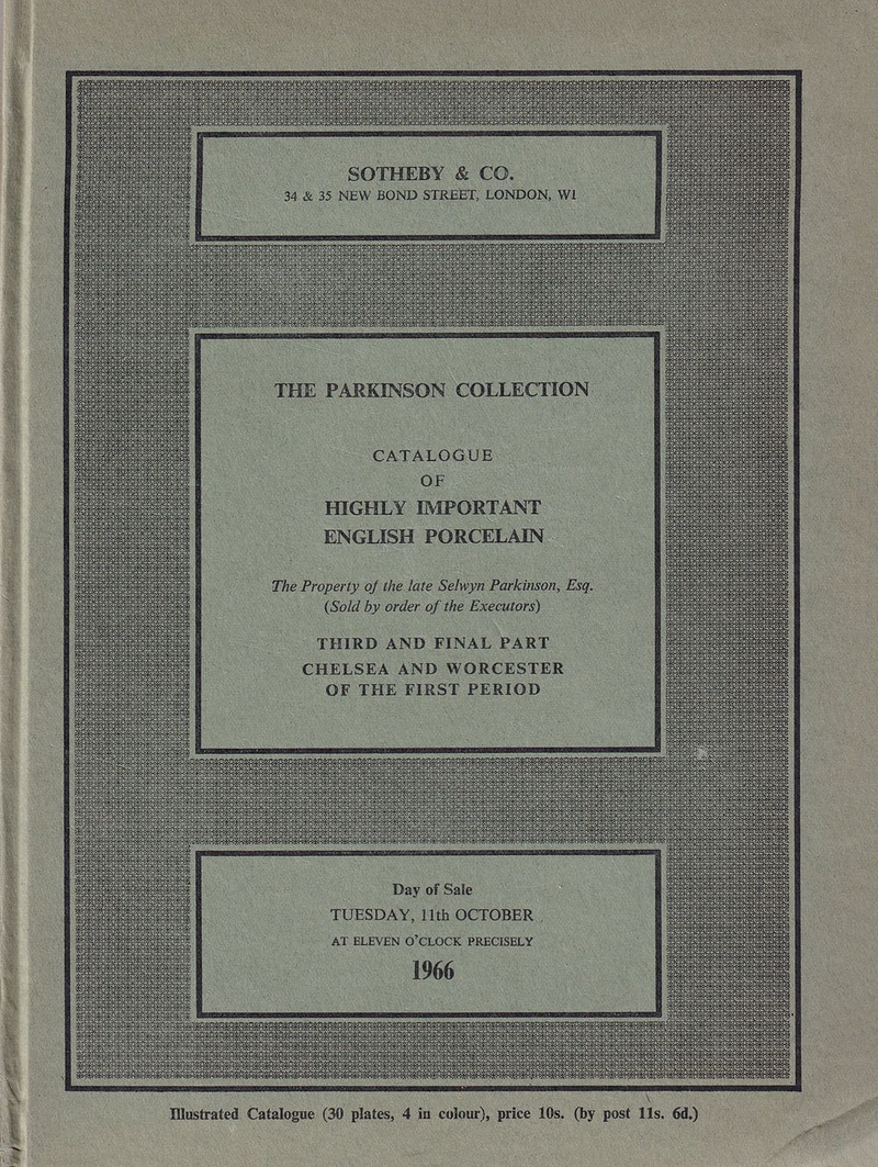 Каталог аукциона Sotheby's, Лондон, Шедевры английского фарфора от 11 октября 1966 года