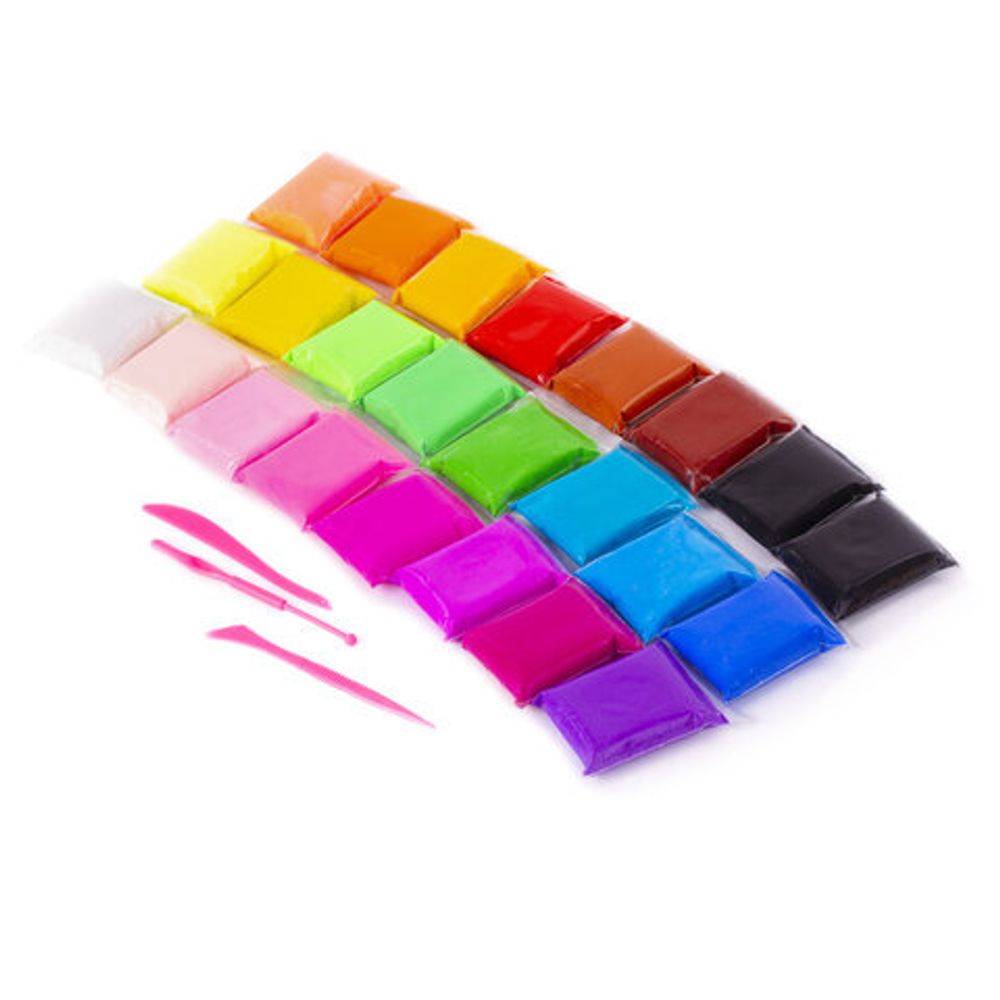 Пластилин супер лёгкий воздушный застывающий 24 цвета, 240 г, 3 стека, ЮНЛАНДИЯ, 105906