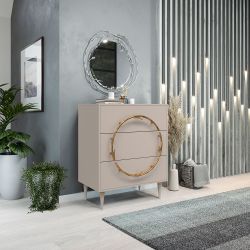 Комод Арт Колор matte Классик Голд с 3 ящиками Серый агат матовый