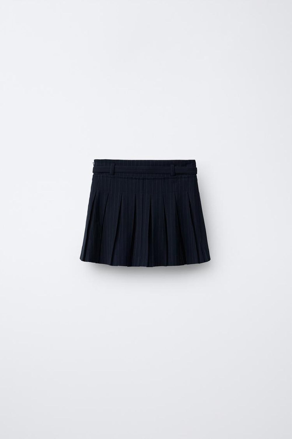 ZARA ЮБКА В ТОНКУЮ ПОЛОСКУ С ПОЯСОМ, МОРСКОЙ СИНИЙ