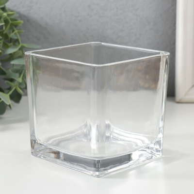 Подсвечник стекло на 1 свечу Квадратный 10х10х10 см (прозрачный)