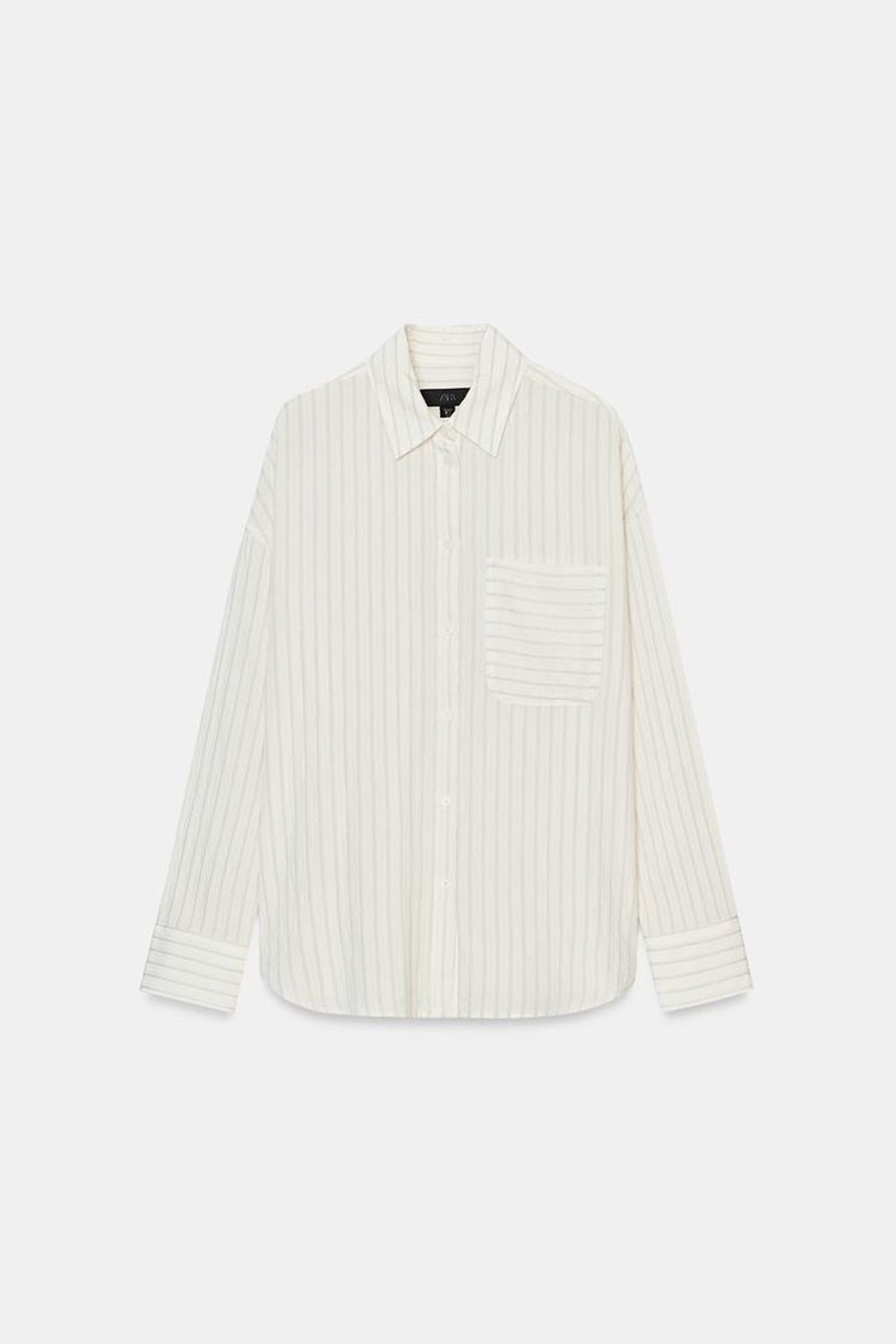 ZARA РУБАШКА ИЗ СТРУЯЩЕЙСЯ ТКАНИ В ПОЛОСКУ — ZW COLLECTION, ЭКРЮ