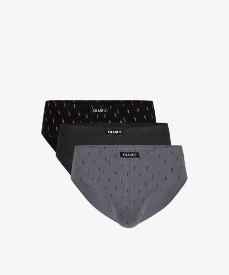 Мужские трусы (3шт) слипы классика Atlantic 3MP-101/02, серый + графитовый + черный