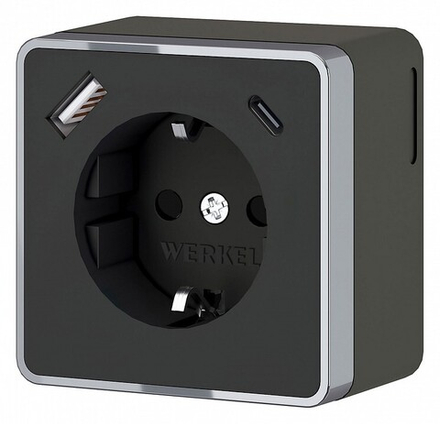 Розетка с заземлением и со шторками и USB Werkel Gallant (черный хром) W5071735