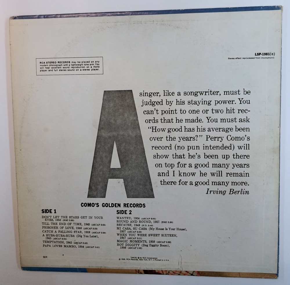 Perry Como Comos Golden Records (US 1958)