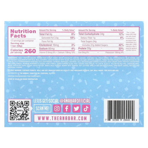The Anabar, The Protein-Packed Candy Bar®, фруктовый торт, 12 батончиков по 68 г (2,39 унции)