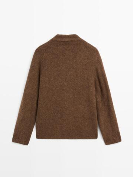 Massimo Dutti Кардиган из смесовой альпаки с карманами, жженый