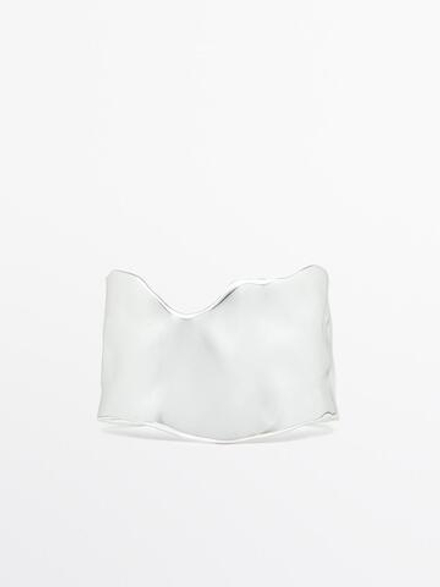 Massimo Dutti Широкий браслет асимметричной формы, серебряный