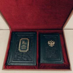 Подарочный набор "Книга русского офицера" книга и ежедневник в обложке из натуральной кожи
