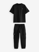 Футболка и брюки карго в комплекте для мальчика Next B01-248, Черный