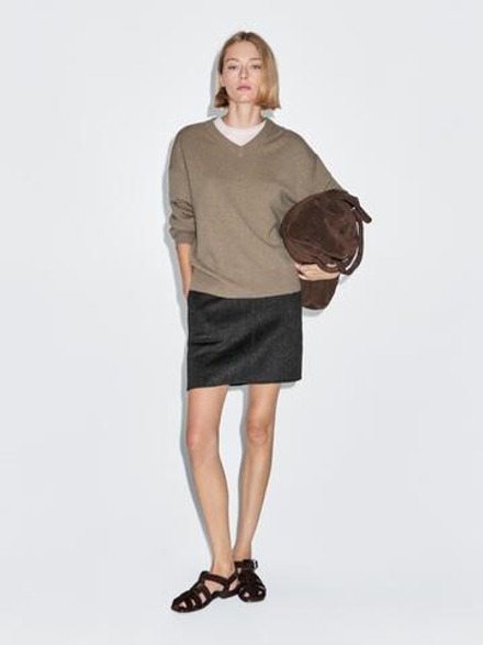 Massimo Dutti Короткая юбка из искусственного меха, темно-серый