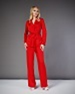 03-19 SS Брючный костюм из шелка, красный XXS