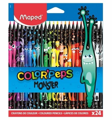 Карандаши пластиковые цветные трёхгранные 24цв. Maped ColorPeps Black Monster