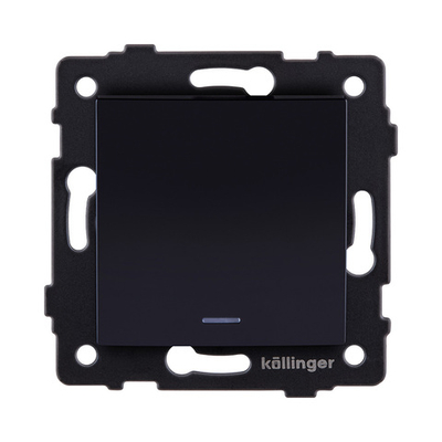 Выключатель 1-клавишный 10А/250В с LED подсветкой, изогнутый, черный Kollinger REA-R-002BK для Aspekt, Eleganz, Reflex