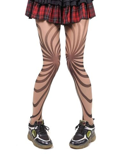 Колготки с крупным радиальным принтом (Размер: S-M-L) (Цвет: бежевый)