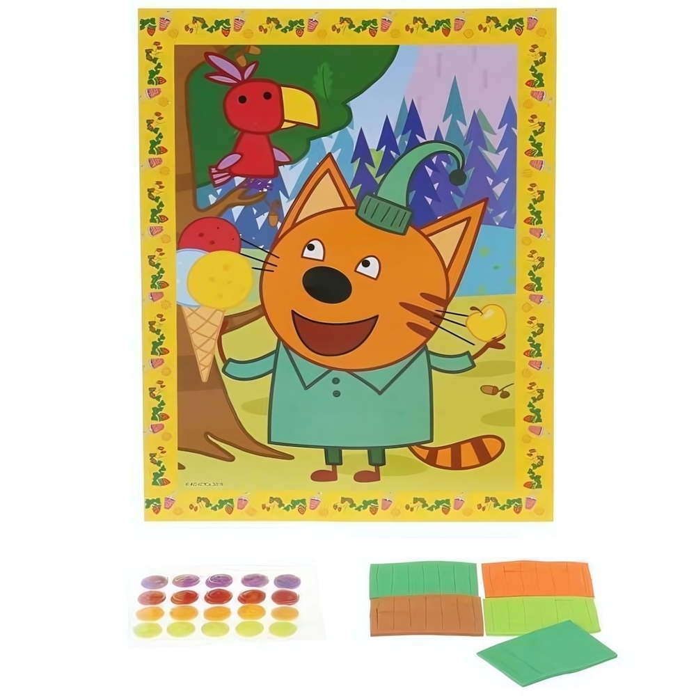 Аппликация из ЭВА и пуговиц 17*23см. "Три Кота" в пакет 208-TC2 (Мультиарт)