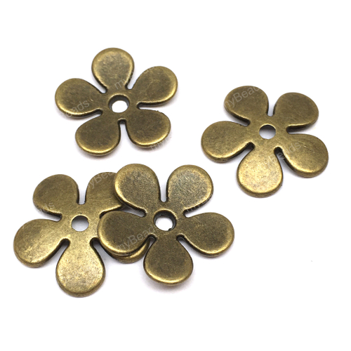 Шапочки "Цветочки" 20х20 мм (6 шт), под бронзу