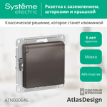 ATLASDESIGN РОЗЕТКА с заземл. со шторками с крышкой, 16А, IP20, механизм, МОККО