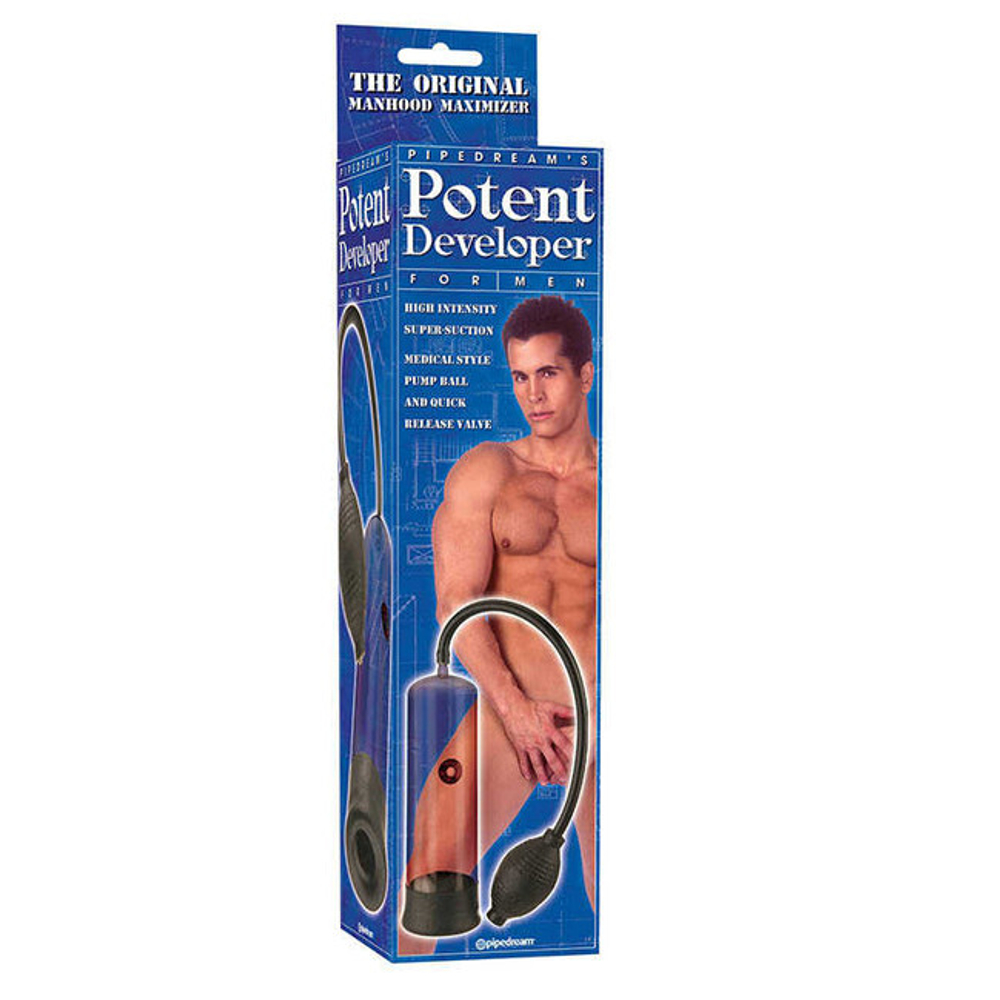 Мужская вакуумная помпа "Potent Developer" (Цвет: прозрачный с черным)