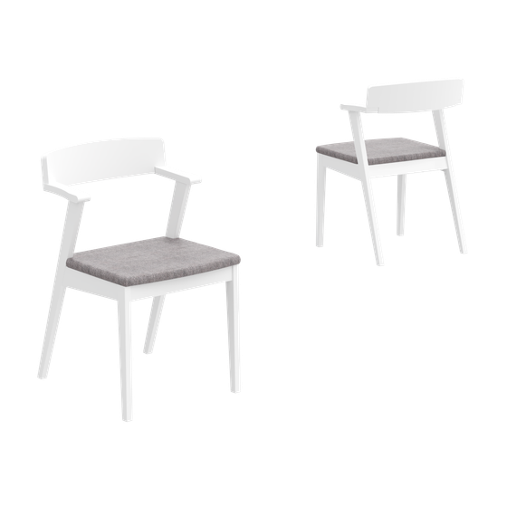 Стул кресло OSTIN 3, белый матовый + серая с узором 119