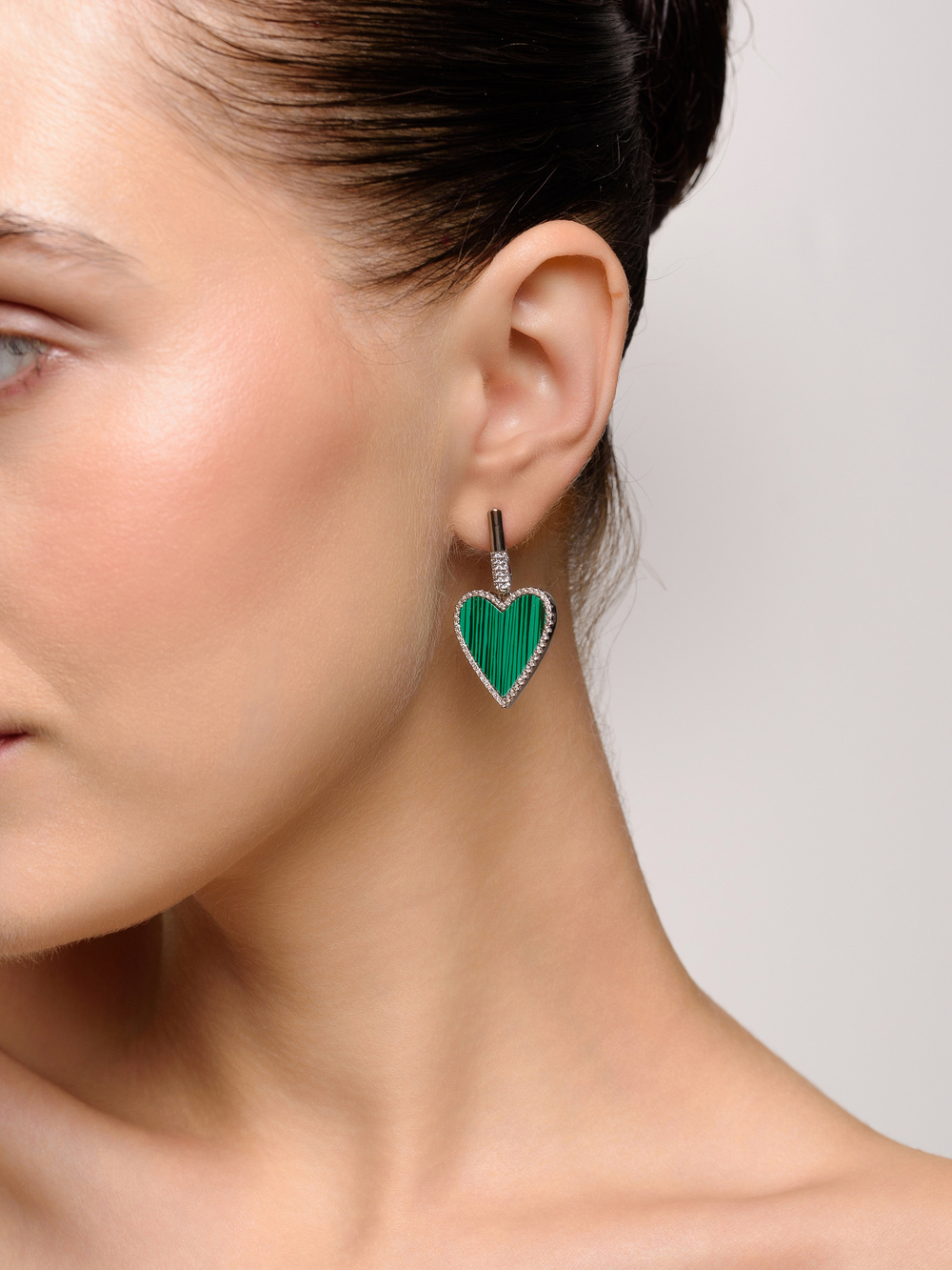 Серьги "Cinta Green White"