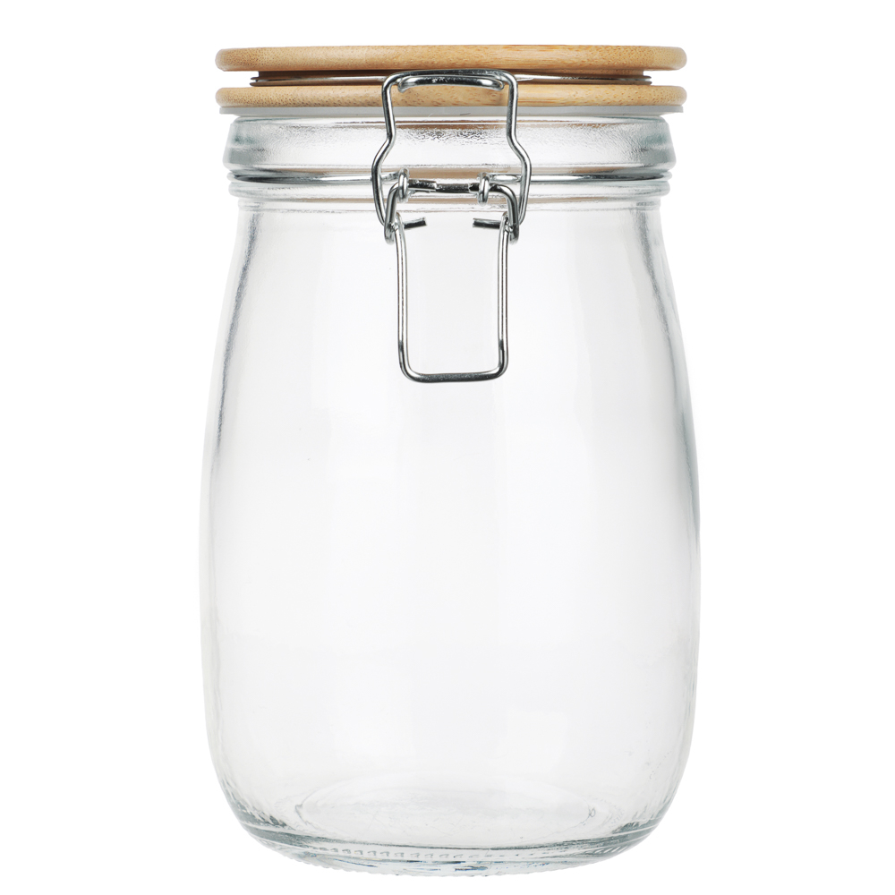 Банка для сыпучих продуктов 1000мл 11x17см, стекло, крышка бамбук