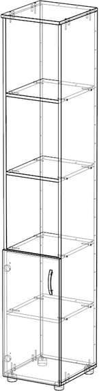 Стеллаж узкий полуоткрытый