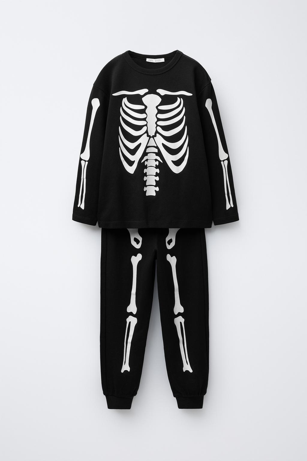 ZARA ПИЖАМА «СКЕЛЕТ» С ЭФФЕКТОМ СВЕЧЕНИЯ В ТЕМНОТЕ, ЧЕРНЫЙ